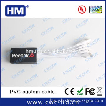 BSCI audit Factory directly (external cable) 4-in-1 cable promotion with custom logo shape sample shape